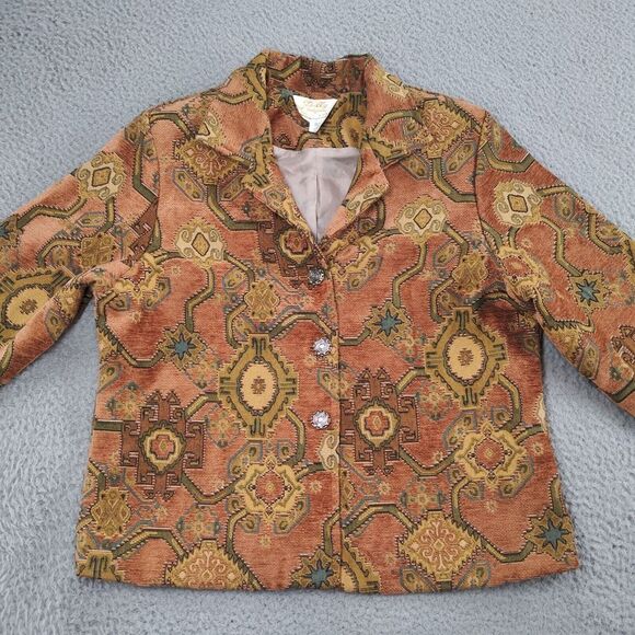 Vintage Lilly of California Blazer Womens Large Multi Color Old World Print USA - Picture 4 of 16